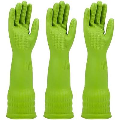 Rubber dishwashing gloves 3 or 6 Pairs for kitchen,Cleaning washing dish gloves long for household reuseable durable.