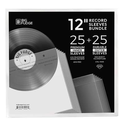BIG FUDGE Vinyl Sleeves Inner and Outer - Vinyl Record Sleeves Inner and Outer - 25 x 12 High-Density Polypropylene Album Covers & 25 x 12 Archival Anti-Static Rice Paper Inner