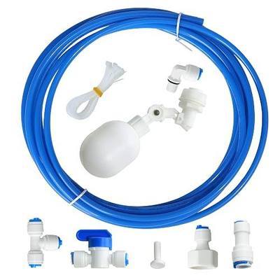 1/4 inch Tube Float Valve Kit for RO Water Reverse Osmosis System (ball float valve + 6 connectors + Teflon tape + 15 feet Blue Hose Tube) (Blue)