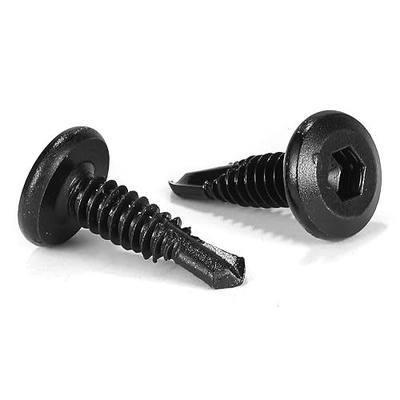 #12 x 3/4" Sheet Metal Screws 100Pcs 410 Stainless Steel Flat Head Socket Cap Screws, Tek Screws Allen Socket Drive Screws Fast Self Tapping Screws Black Oxide by SG TZH