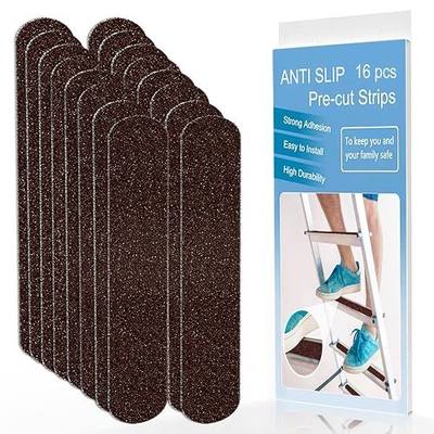 Anti Slip Tape, 16pcs Non Slip Pre-Cut Strips, Treads Safety Non Skid Adhesive Strips for Ladder, Step Stool and Stair (2" x 12", Brown)