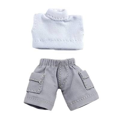 niannyyhouse Solid Color Short Vest Pocket Cargo Denim Shorts 1/12 BJD OB11 Doll 4.3 inches (11 cm) Body Figure Accessory (Short, Gray)