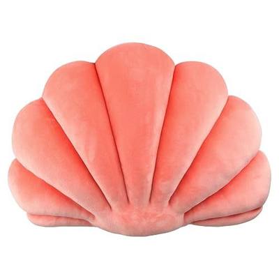 Yi-gog Seashell Pillow Sea Shaped Decorative Princess Throw Pillow 3D Velvet Soft Ocean Cute Throw Pillows for Bed Couch Chair Sofa Room 18 X 13 inch