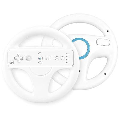 Xahpower Steering Wheel for Nintendo Wii and Wii U Remote Controller, 2 Pack Racing Wheels Games Accessories for Mario Kart (White)