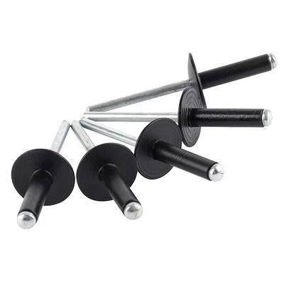 ISPINNER 100pcs 3/16" x 3/4" Large Flange Aluminum Blind Rivets, Pop Rivets Grip Grange 14-16mm (Black)