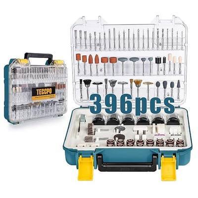 Rotary Tool Accessories Kit, TECCPO 396 Pieces Multi-Purpose Accessory Set, 1/8"(3.2mm) Shanks, Universal Fitment for Cutting, Sanding, Polishing, Grinding, Carving, Sharpening and Engraving, Blue