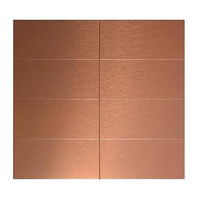 Aluminum Peel and Stick Backsplash Tile Panels - 3"x6" 40-Pack | Brushed Copper Kitchen Wall Decor (Copper Color)