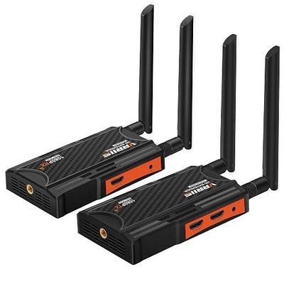 Wireless HDMI Transmitter and Receiver,250m(820ft) Wireless HDMI Extender Kit with Loop Out,2.4/5.8GHz 1080P Full HD for Streaming from DSLR,Laptop,TV Box,PS4 to TV/Projector IR Support.