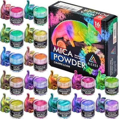 Chameleon Mica Powder for Resin Coloring – 16 Colors Resin Powder Set - Color Shift Mica Powders Cosmetic Grade - Epoxy Resin Pigment Powder