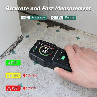RDINSCOS Pinless Moisture Meter for Walls and Wood | Non-Destructive, For Drywall, Concrete & Flooring, Rechargeable, Digital Moisture Tester
