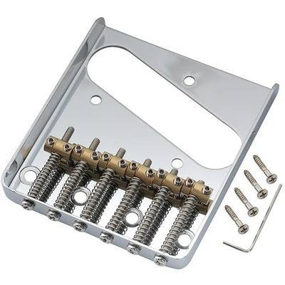 Musiclily Pro 54mm 6-Saddle Vintage Tele Bridge with Barrel Brass 6-Saddle for Squier and Import Tele Style Electric Guitar, Chrome