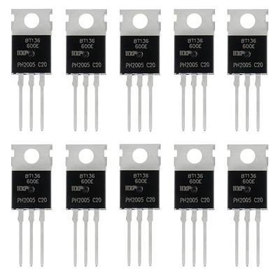 BOJACK BT136-600E Triac Thyristor, Gate Trigger 4A/600V, Through Hole, TO-220AB-Replaces BT136 BT136-600 BT136-600D(Pack of 10)