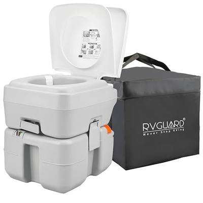 RVGUARD Portable Toilet, 5.3 Gallon Camping Toilet, Adult Waste Tank | Level Indicator, with Carry Bag and Wash Sprayer, for RV/Yacht/Truck