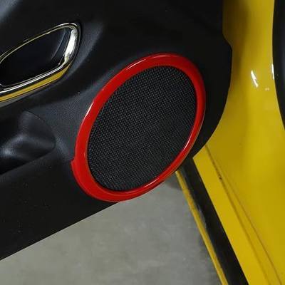 Jimen Compatible with 2012-2015 Chevrolet Camaro, 2PCS Door Audio Speaker Cover Trim (Red)