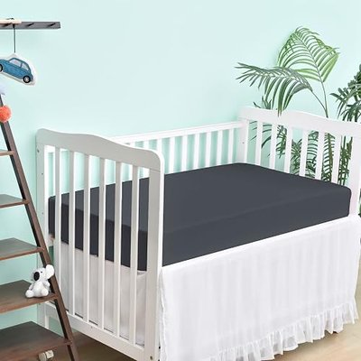 David's Kids 3 Pack Fitted Crib Sheets, Ultra Soft Comfy Breathable Baby Sheets for Boys Girls Neutral, 28x52 Inch Fits Standard Crib Mattress and Toddler Mattresses, White & Light Grey & Black