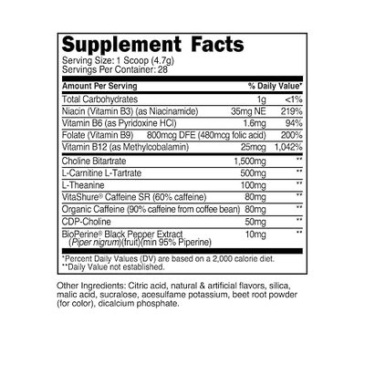TransformHQ Energy & Focus Powder (Strawberry Lemonade) 28 Servings | Boost Shot Clean Energy Drink Mix, Gluten-Free, Sugar Free, GMO-Free