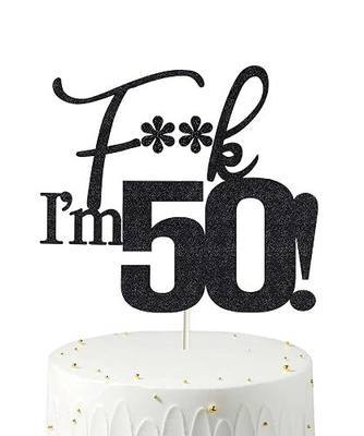 Birthday Cake Toppers-Black Glitter, Fifty Cake Topper, 50 cake topper, 50th birthday decorations,50th Birthday Cake Topper, 50 Decorations for Cake, 50 Birthday Decorations