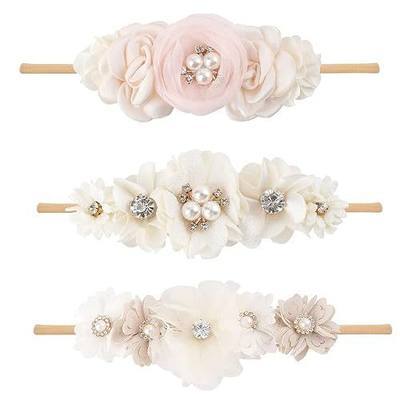 Girl Headbands Baby Nylon Flower Elastic Hairbands 3pcs Hair Accessories Gift for Newborn Infant Toddlers