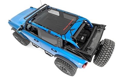 Rough Country Mesh Bikini Top for Ford Bronco (2021-2025) - Fits 2-Door & 4-Door Models, Works with Factory Hard & Soft Tops, UV-Resistant Shade, Easy Install