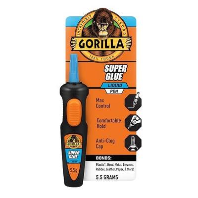 Gorilla Super Glue Pen, Cyanoacrylate Glue, Fast Setting, Precise Dispensing Pen Shaped Applicator, Clear, 5.5g (Pack of 1)