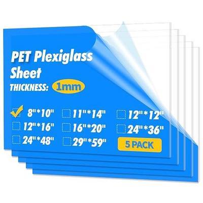 Art3d Plexiglass Sheets, Clear & Flexible, 5-Pack of 8 x 10" | Transparent PET, 1/16 inch Thick, Plexiglass Cut to Size, Plastic Sheets for Craft, Picture Frames, Windows and DIY Displays