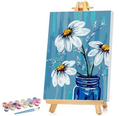 Ginkko Framed Paint by Numbers Kit for Adults Beginner & Kids Ages 8-12, Without Easel, Easy Acrylic on Canvas 8x12 inch with Paints and Brushes, Vase Flower for Home Wall Decor Gift