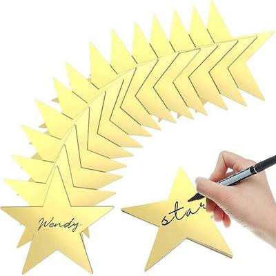 Leinuosen 80 Pieces Stars Cutouts Glitter Double Printed Paper Cardboard Stars Decorations for Bulletin Board Classroom Wall Back to School Party Supply, 6 Inches(Gold)