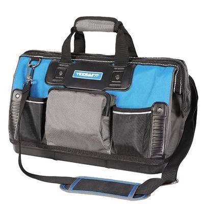 Wide Mouth Tool Bag,17-Inch Heavy Duty Tool Storage Bag,Waterproof Molded Bottom,Tool Organizer Bag Inside Pockets,Adjustable Shoulder Strap with Reflective Strips