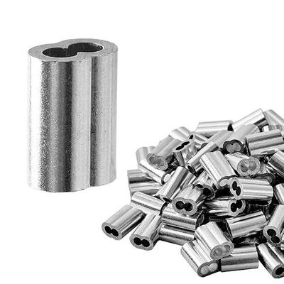 QDiShi 1/8" (3mm) Aluminum Crimping Loop Sleeve for 1/8" Wire Rope, Cable Ferrule (100Pcs)