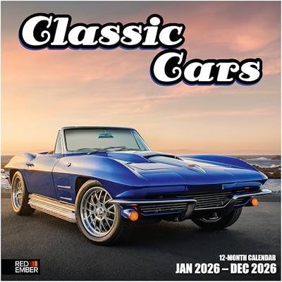 RED EMBER Classic Cars 2026 Wall Calendar 12 Month | 12" x 24" Open | Thick & Sturdy Paper | Holiday Gift | Car Calendar 2026