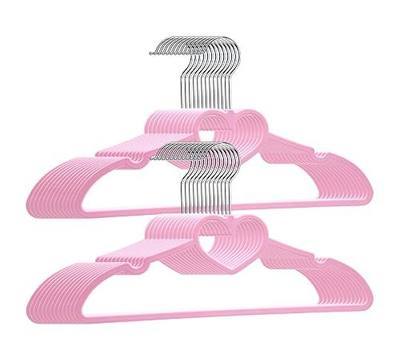 Plastic Hangers 20 Pack, Pink Hangers Ultra Thin Space Saving,Cute Heart Clothes Hangers with 360 Degree Swivel Hook, Strong Adult Coat Hangers for Dress,Shirt,Coats