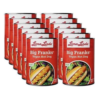 Loma Linda Big Franks Vegan Hot Dogs, 15oz Cans (12 Pack)