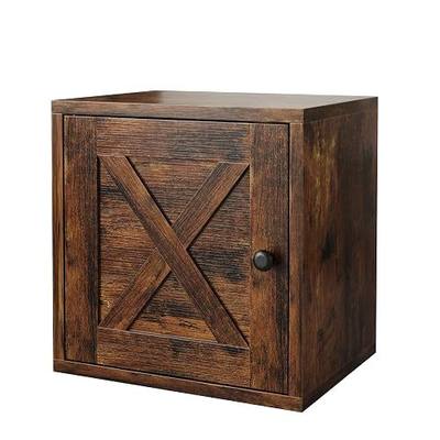 FUSUNBAO Magic DIY Cube Storage Organizer Stackable Cubes for Home Books Clothes Toy-Modular Cubby Storage System-Office Cubical-Bookcase Closet (Antique Brown, Door Cube)