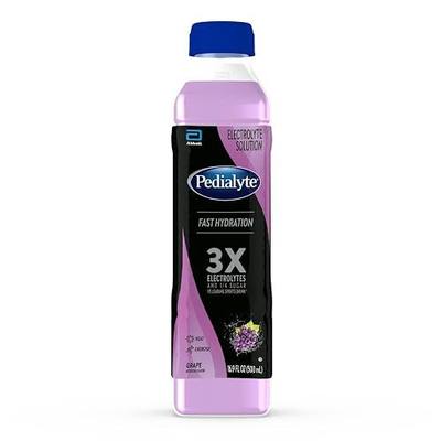 Pedialyte Electrolyte Solution, Grape, Hydration Drink, 1 bottle, half liter each