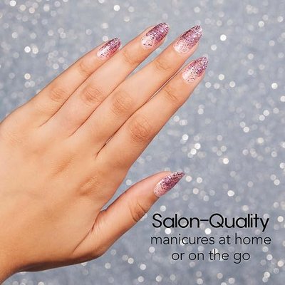 Color Street - Mount Crushmore - 16 Double-Ended Nail Polish Strips | Contains Clear Base, Purple, Fuchsia and Baby Purple Glitter, Easy Peel-and-Apply Design for Custom Nail Looks with Sparkle.