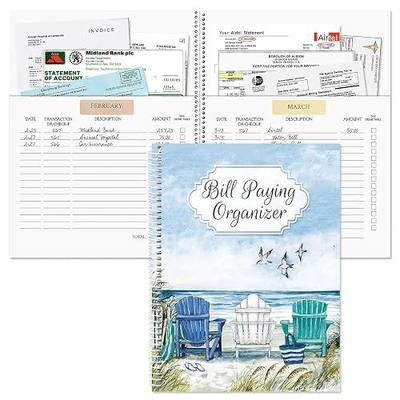 Current Bill Paying Organizer Book | By The Sea, The Best Days, Spiral Bound,14 Storage Pockets, 32 Label Stickers 9" x 12"