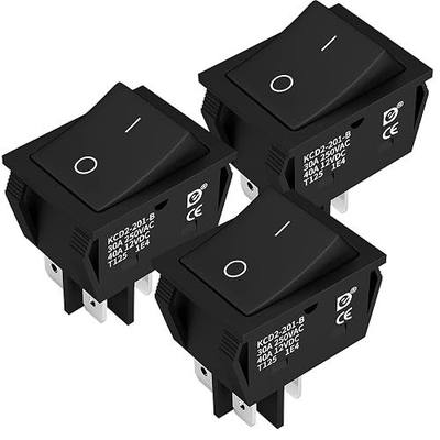 DaierTek DPST KCD4 Rocker Switch 40A 12V DC 4 Pin 2 Position Switch ON Off Toggle Switch 30A 250V AC 120V T125 KCD2 Boat Rocker Switch -3Pcs