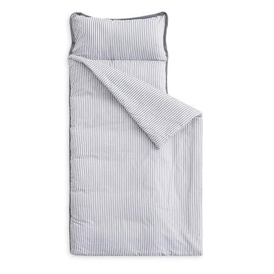 Wake In Cloud - Toddler Nap Mat with Pillow and Blanket, 100% Cotton Fabric, for Kids Boys Girls Ages 3 Plus in Daycare Kindergarten Preschool, Sleeping Bag, Ticking Stripes
