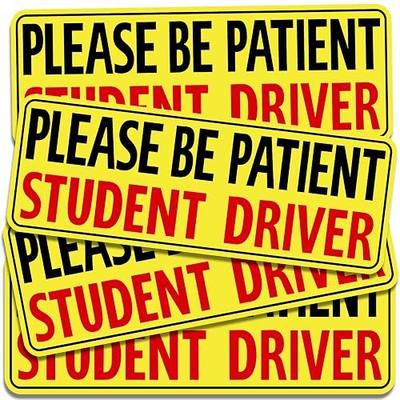 PSLER Student Driver Magnet for Car - Please Be Patient New Driver Magnet 4 Pack Reflective Magnetic Safety Sign Waterproof Reusable Car Magnet for Teen Driver Training Vehicles