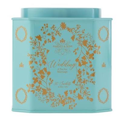 Harney & Sons Wedding Tea, White Tea Blend, 30 Sachets in Tin | White tea with vanilla, lemon and rose flavors. Contains caffeine.