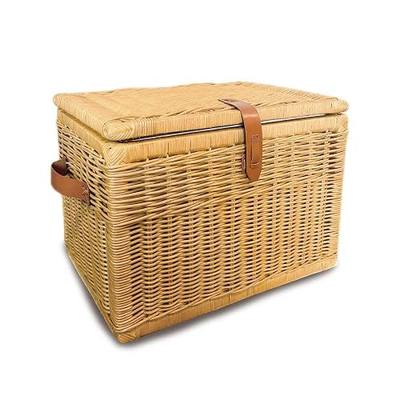 The Basket Lady Deep Wicker Storage Trunk, L, Sandstone | Outside: 24" L x 17" W x 17.5" H | Inside: 22”L x 15”W x 15”H - Handcrafted by artisans from natural rattan