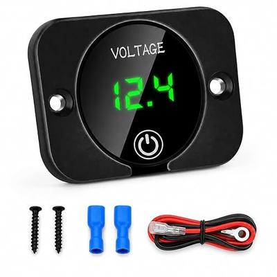 Linkstyle Battery Voltage Gauge, DC Volt Meter 12V 24V, LED Digital Display Voltage Meter, Waterproof Voltmeter with Touch Switch for Car RV Motorcycle Boat Golf Cart