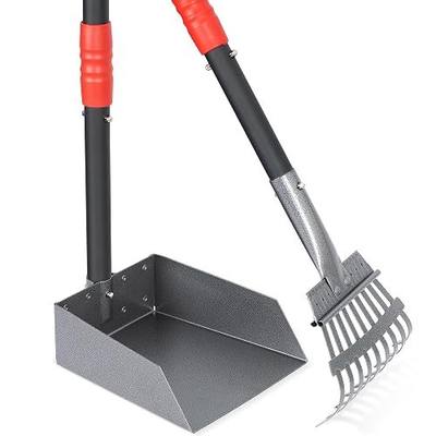 Heeyoo Dog Pooper Scooper, Dog Poop Tray and Rake Set, Pet Waste Removal Scoop with Long Adjustable Sectional Stainless Handles | Pet Waste Removal Scoop with Adjustable Sectional Handles