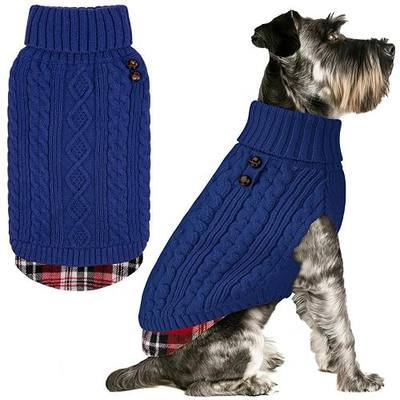 KYEESE Dog Sweater Turtleneck Thick Knit Pullover for Cold Weather | Stretchy Fit, Lightweight & Warm, Cozy Knit Comfort, Classic Plaid Design, Gentle on Sensitive Skin, Comfortable Daily Wear