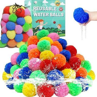 BEFANS 60 Pcs Reusable Water Balls, Reusable Water Balloons for Outdoor Toys and Games, Water Toys for Kids and Adults Boys and Girls - Summer Toys Ball for Pool and Backyard Fun