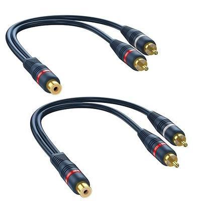 RCA Splitter 1 Female to 2 Male 2 Pack, RCA Y Splitter Audio Cable Split Adapter Dark Blue - 8 inch