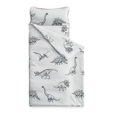 Wake In Cloud - Toddler Nap Mat with Pillow and Blanket, for Kids Boys Ages 3 Plus in Kindergarten Daycare Preschool, Roll Up Sleeping Bag, Jurassic Dinosaur Dino