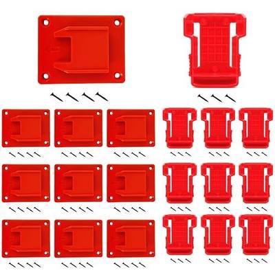 20pcs Tool Holders Battery Holders for Milwaukee M18 18V Battery Drill Tool | 10pcs Tool Holders, 10pcs Battery Holders, Includes Screws, Compatible with Battery Drill Tool, Red