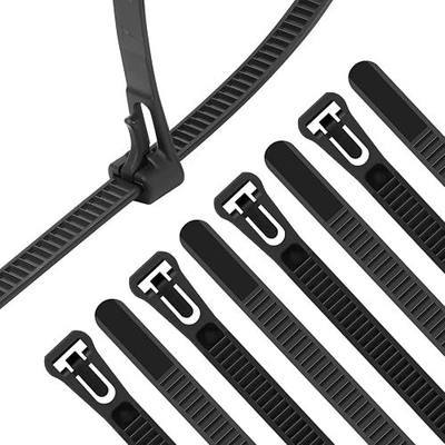 XINGO 100PCS 12 inch Black Releasable Cable Zip Ties Adjustable Wire Cable Ties, Reusable Zip Ties Tie Straps For Multi-Purpose Use Indoor And Outdoor Plastic Tie Wire