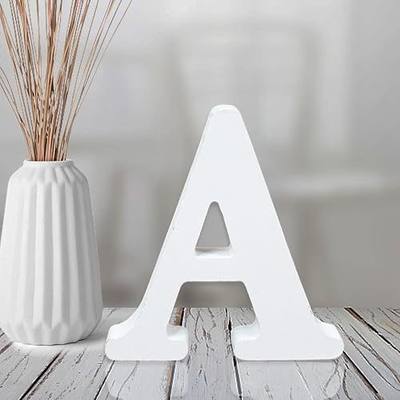AOCEAN 4 Inch White Wood Letters Unfinished Wood Letter for Wall Decor Decorative Standing Letters Slices Sign Board Decoration for Craft Home Party Projects (A)